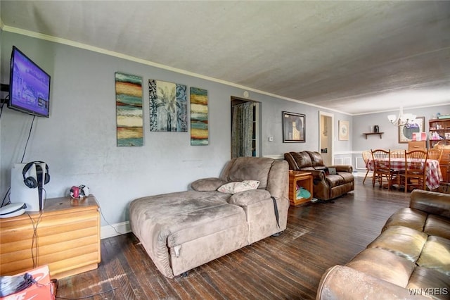 226 Parkhurst Blvd, Tonawanda-Town, NY 14223 - living room with a chandelier, ornamental molding, and wood finished floors