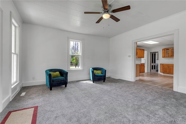 6043 Old Niagara Rd, Lockport Town, NY 14094 - unfurnished room with light colored carpet, a ceiling fan, and baseboards