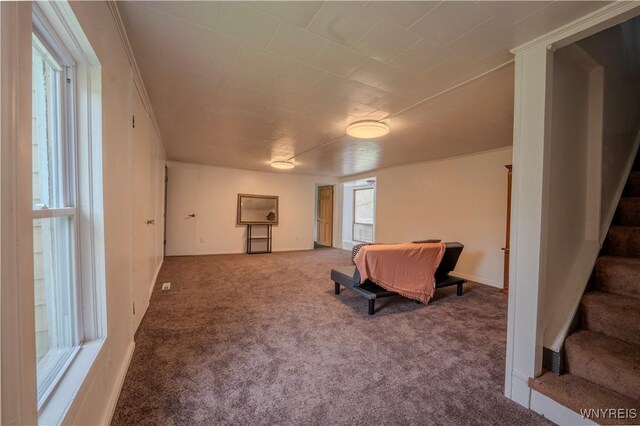 6043 Old Niagara Rd, Lockport Town, NY 14094 - sitting room with carpet floors and stairway