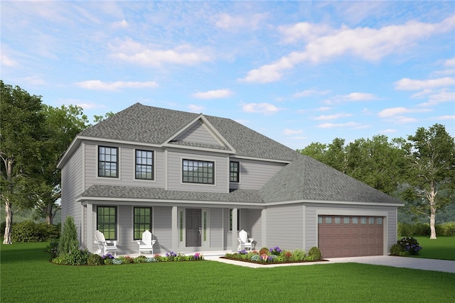160 Jade Creek Dr, Greece, NY 14468 - view of front of property featuring a porch, concrete driveway, an attached garage, and a front yard