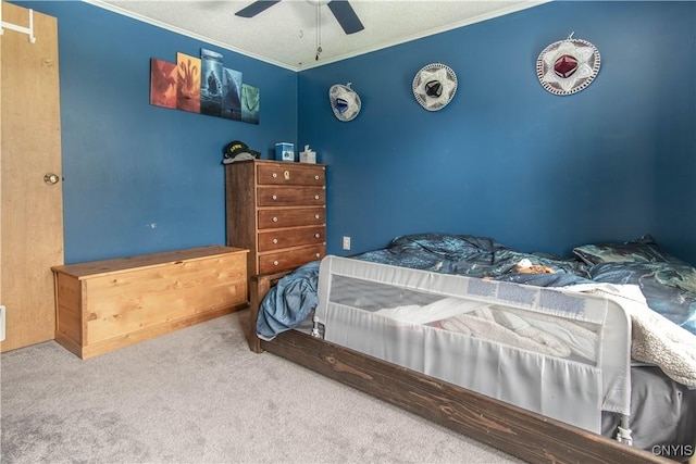 30204 County Route 179, Lyme, NY 13622 - carpeted bedroom featuring ornamental molding and a ceiling fan