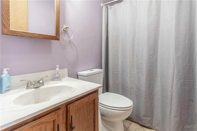 30204 County Route 179, Lyme, NY 13622 - full bathroom featuring toilet, vanity, tile patterned floors, and curtained shower