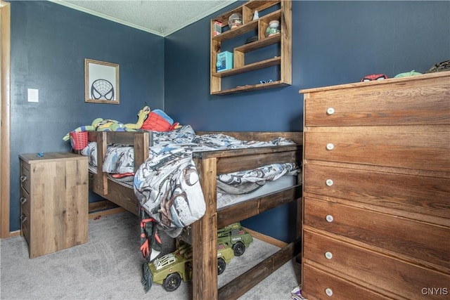 30204 County Route 179, Lyme, NY 13622 - carpeted bedroom featuring crown molding and a textured ceiling