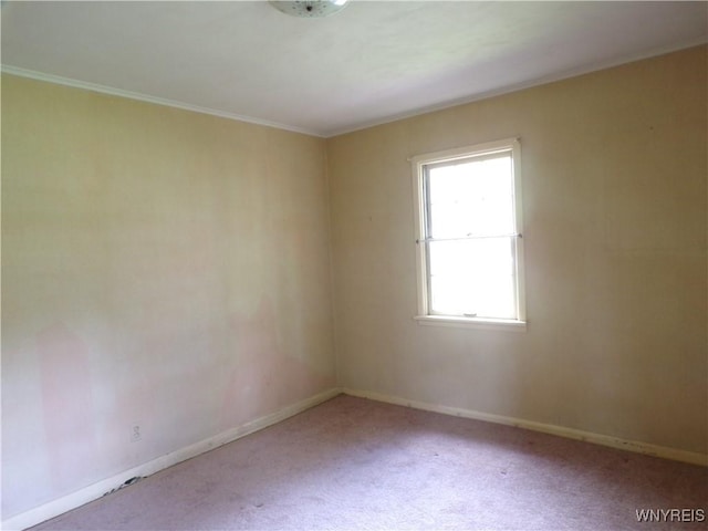 3197 Riverside Dr, Wellsville, NY 14895 - spare room featuring baseboards, carpet flooring, and ornamental molding