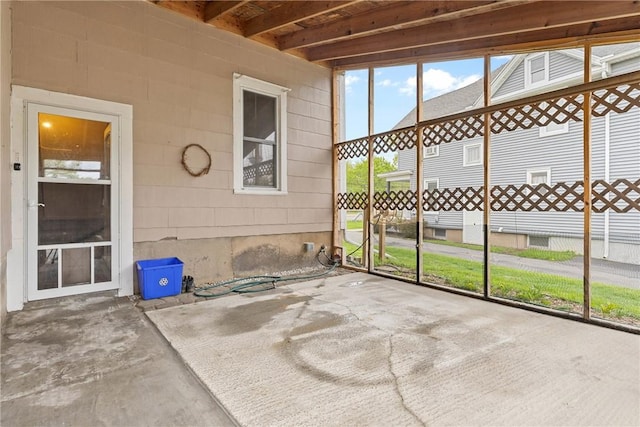 view of unfurnished sunroom