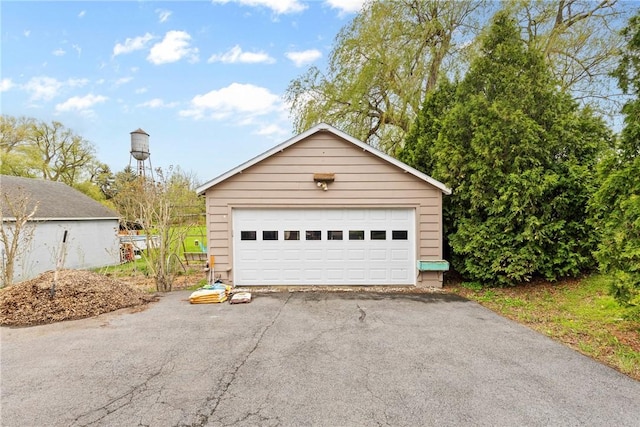 view of detached garage