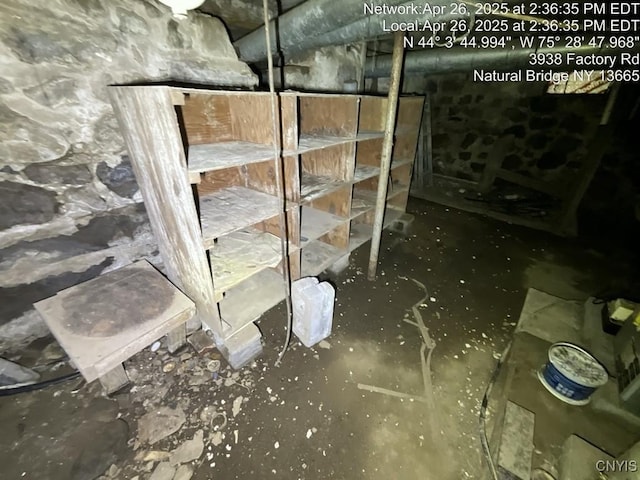 view of unfinished basement