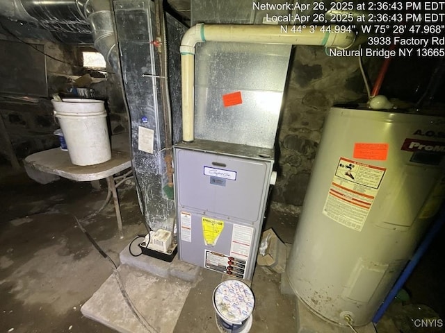 utilities featuring water heater and heating unit