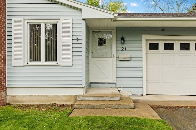doorway to property with brick siding