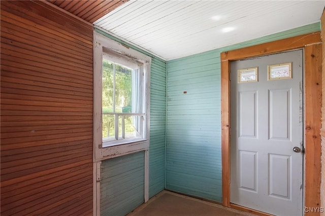 3542 Griffin Rd, Onondaga, NY 13215 - doorway to outside with wood walls and wood ceiling