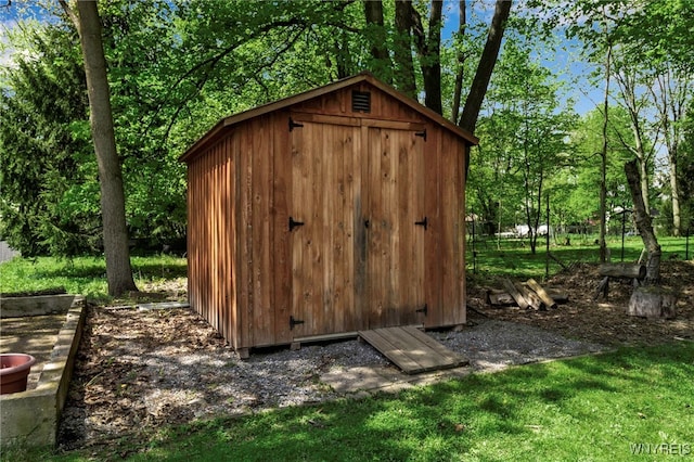 view of shed