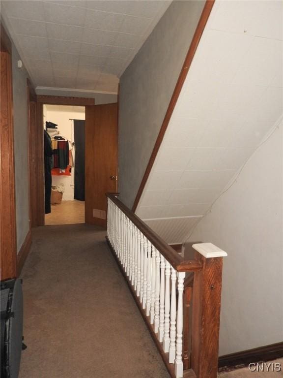 23 Paul St, Auburn, NY 13021 - hall featuring carpet and an upstairs landing