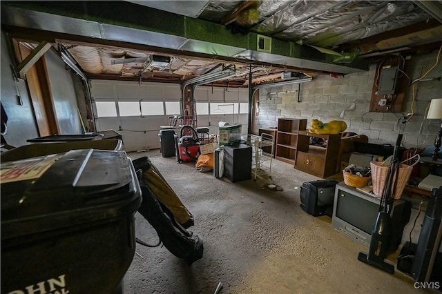 garage with electric panel