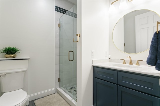 5088 E Lake Rd, Gorham, NY 14544 - full bath with a shower stall, toilet, baseboards, and vanity