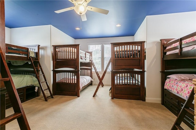 5088 E Lake Rd, Gorham, NY 14544 - carpeted bedroom with baseboards, recessed lighting, and vaulted ceiling
