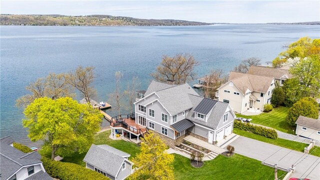5088 E Lake Rd, Gorham, NY 14544 - aerial perspective of suburban area featuring a large body of water
