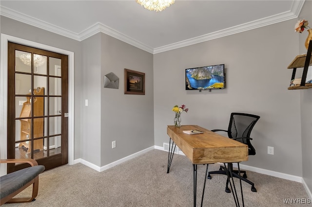 905 Sullivan Ct, Lewiston, NY 14092 - carpeted home office with crown molding and baseboards