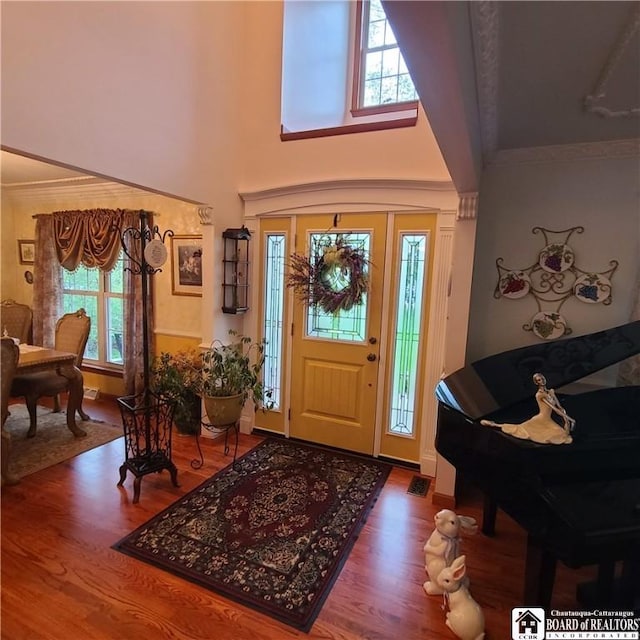 384 Flickerwood Rd, Kane-Borough, PA 16735 - entrance foyer with wood finished floors, plenty of natural light, and a high ceiling