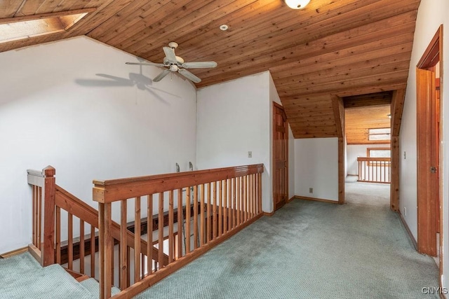 1826 Cardner Rd, Fabius, NY 13122 - bonus room featuring vaulted ceiling, carpet, wood ceiling, ceiling fan, and baseboards