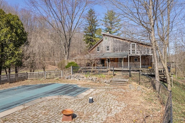 1826 Cardner Rd, Fabius, NY 13122 - view of swimming pool with a fenced backyard and a porch