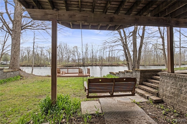545 County Route 54, Schroeppel, NY 13132 - view of green lawn with outdoor lounge area and a deck with water view
