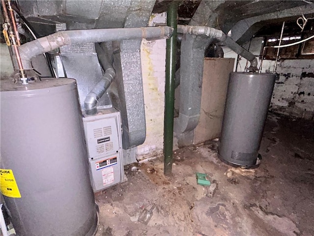 utility room with gas water heater