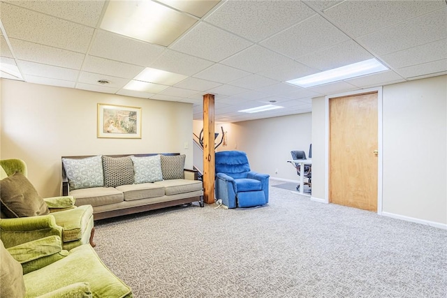 1430 Erie Station Rd, Henrietta, NY 14467 - living area featuring a drop ceiling, carpet, and baseboards