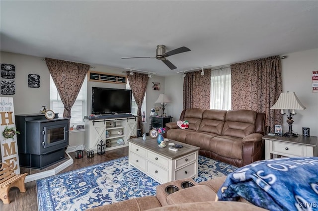 17869 County Route 59, Brownville, NY 13634 - living area featuring a ceiling fan and wood finished floors