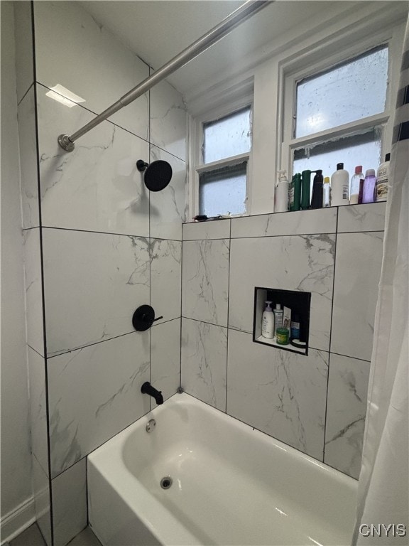 full bathroom with bathing tub / shower combination