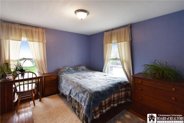 bedroom with hardwood / wood-style flooring