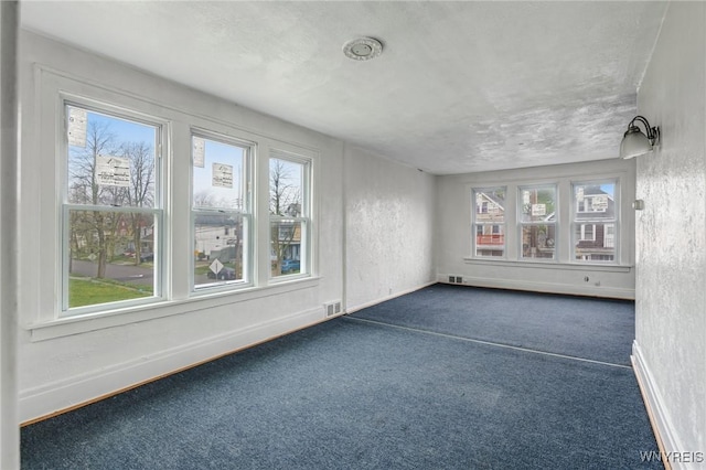 329 Jewett Ave, Buffalo, NY 14214 - spare room featuring a textured wall, plenty of natural light, dark colored carpet, baseboards, and a textured ceiling