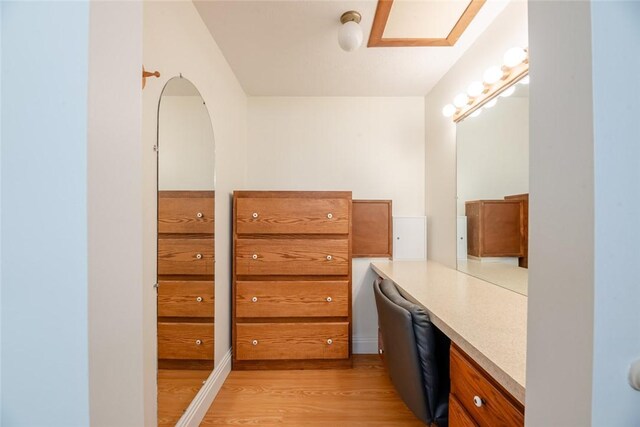 bathroom featuring wood finished floors and vanity