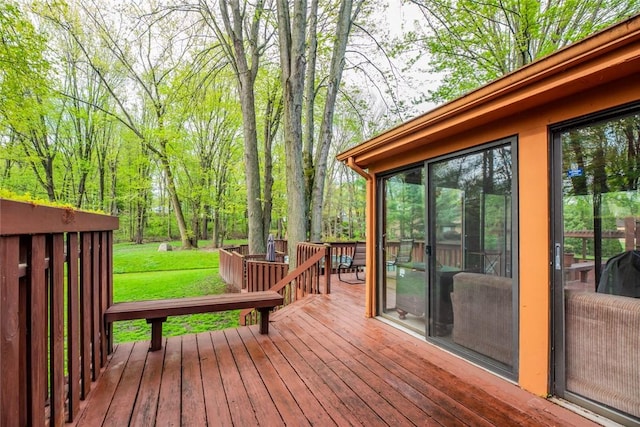 deck with a yard