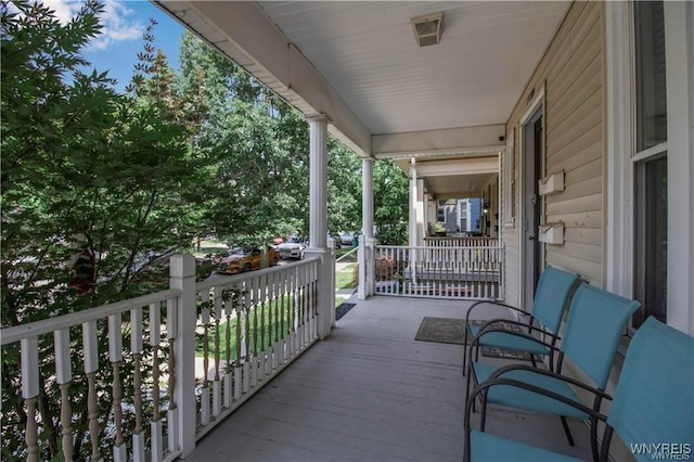 wooden deck with covered porch