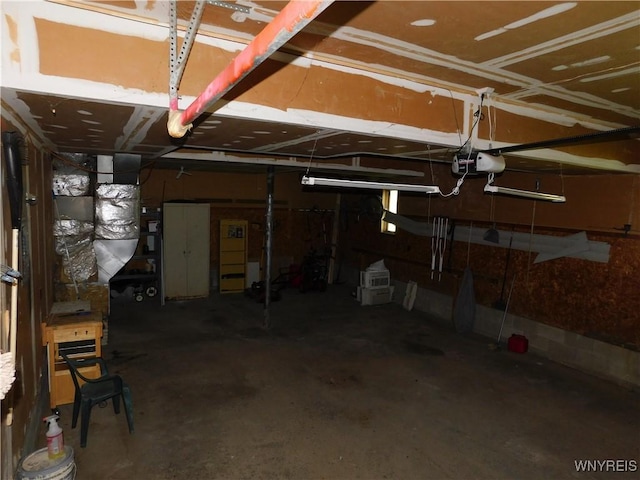 garage with a garage door opener