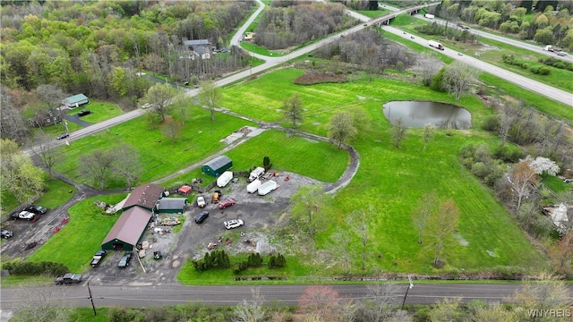aerial view of a nearby body of water