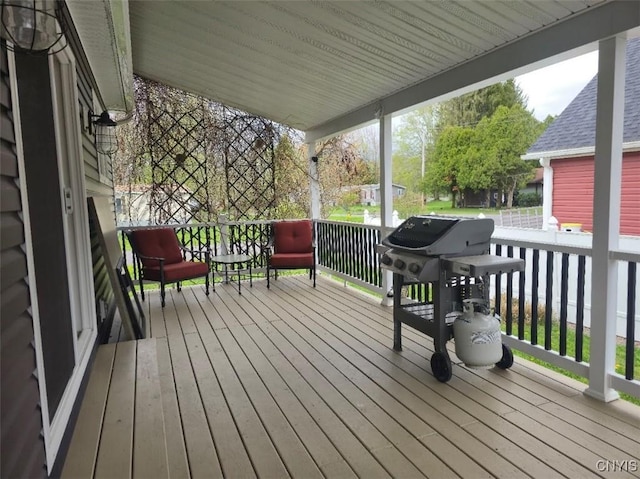 1003 Waterview Dr, Vienna, NY 13308 - wooden deck featuring grilling area