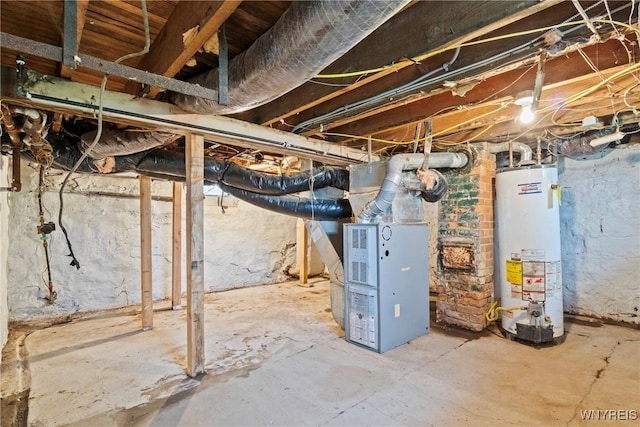 75 Box Ave, Buffalo, NY 14211 - unfinished basement with gas water heater and heating unit