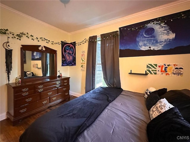 237 James St, Lenox, NY 13032 - bedroom with crown molding, baseboards, and dark wood-style floors