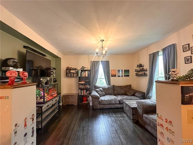 237 James St, Lenox, NY 13032 - living room featuring plenty of natural light, hardwood / wood-style flooring, and a chandelier