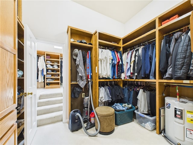 spacious closet featuring electric water heater