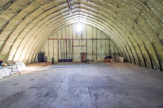 misc room featuring lofted ceiling