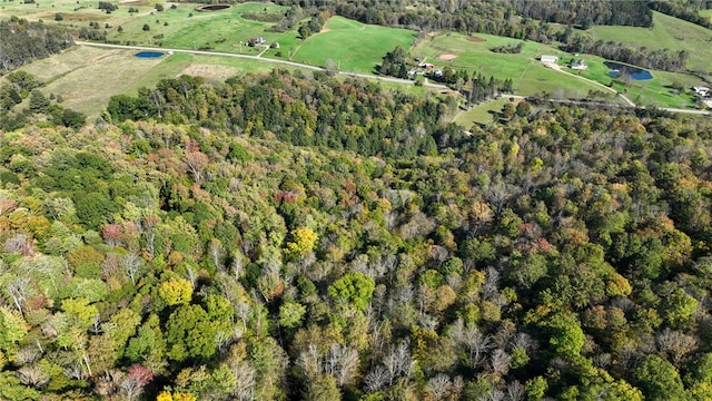 aerial view of property's location featuring a forest