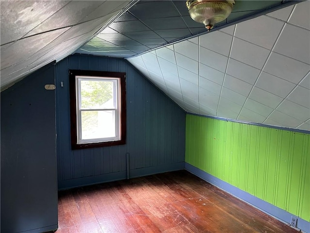 332 Jamestown St, Persia, NY 14070 - bonus room with hardwood / wood-style flooring, lofted ceiling, baseboards, and wooden walls