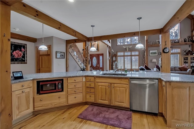100 May Dr, Elma, NY 14059 - kitchen with dishwasher, light wood-style floors, a sink, open floor plan, and healthy amount of natural light