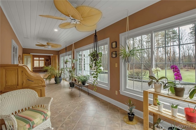 100 May Dr, Elma, NY 14059 - sunroom / solarium featuring tile patterned flooring, recessed lighting, baseboards, and wood ceiling