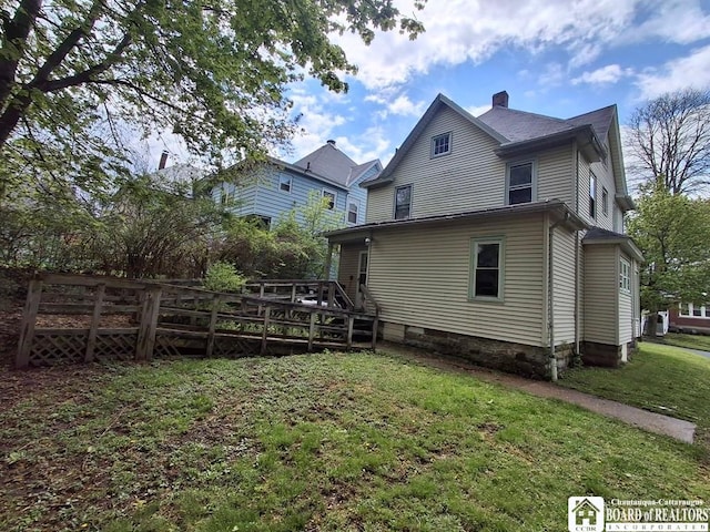 11 Prather Ave, Jamestown, NY 14701 - back of house with a chimney and a deck