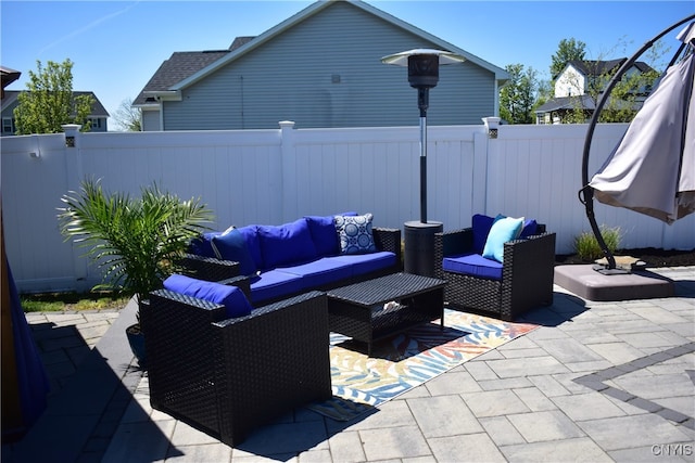 5546 Rolling Meadows Way, Camillus, NY 13031 - fenced backyard with an outdoor living space and a patio area