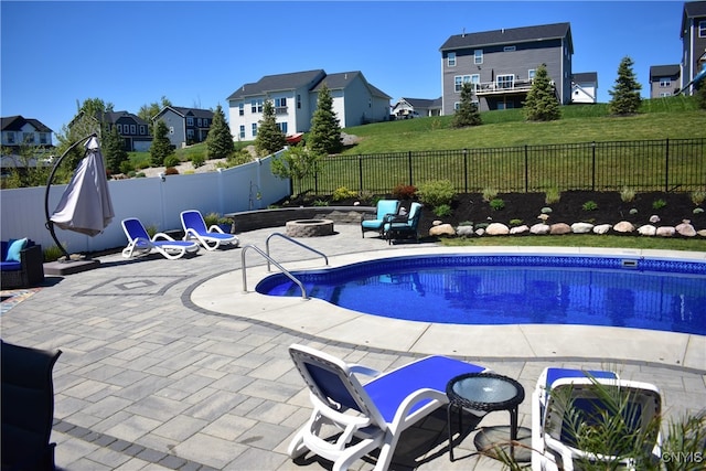 5546 Rolling Meadows Way, Camillus, NY 13031 - view of pool with a patio area, a residential view, and a fenced backyard