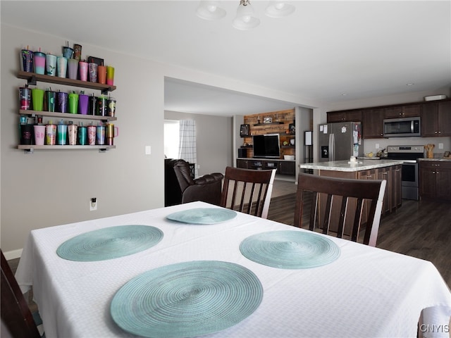 36395 Sarah Ln, Orleans, NY 13656 - dining area featuring dark wood-style floors and a chandelier